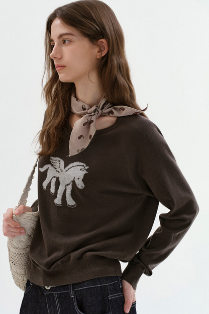Pegasus Jacquard Knit Top