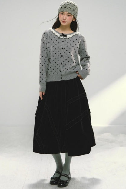 Lace Collar Polka Dot Cardigan