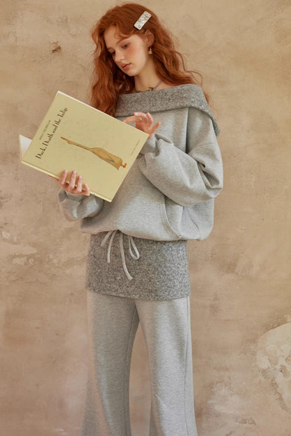 Gray Off-Shoulder Two-Piece Set-Up