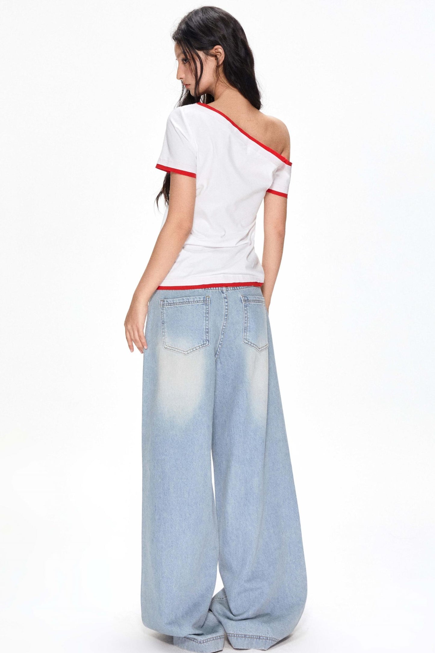 Summer Color-Block Strapless T-Shirt