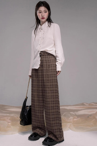 Vintage Check Wide-leg Pants