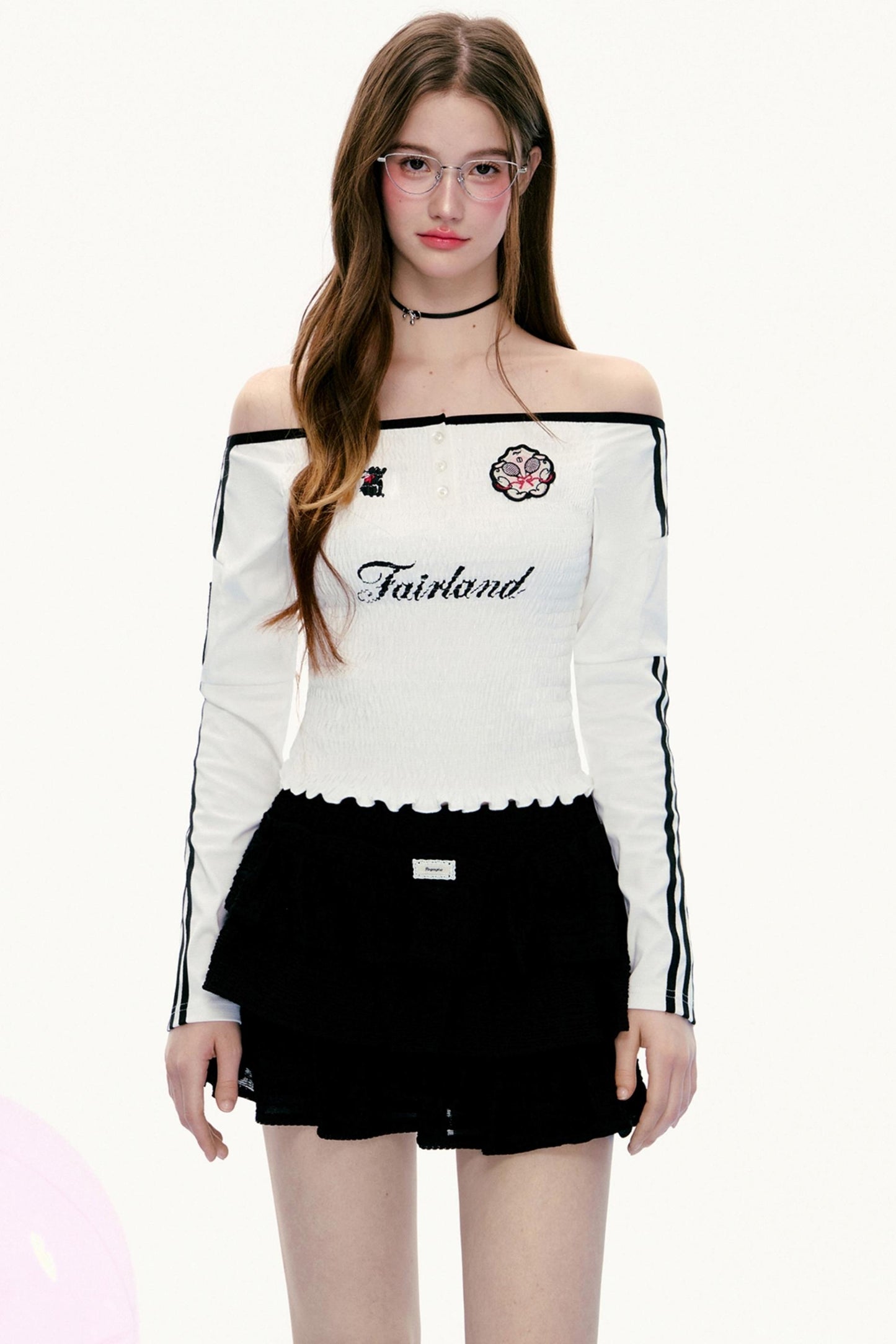 Straight Shoulder Retro Waist Jersey T-Shirt