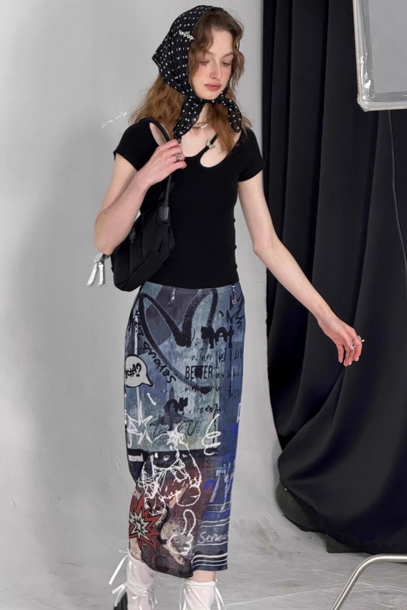 Vintage High-Waist Maxi Skirt