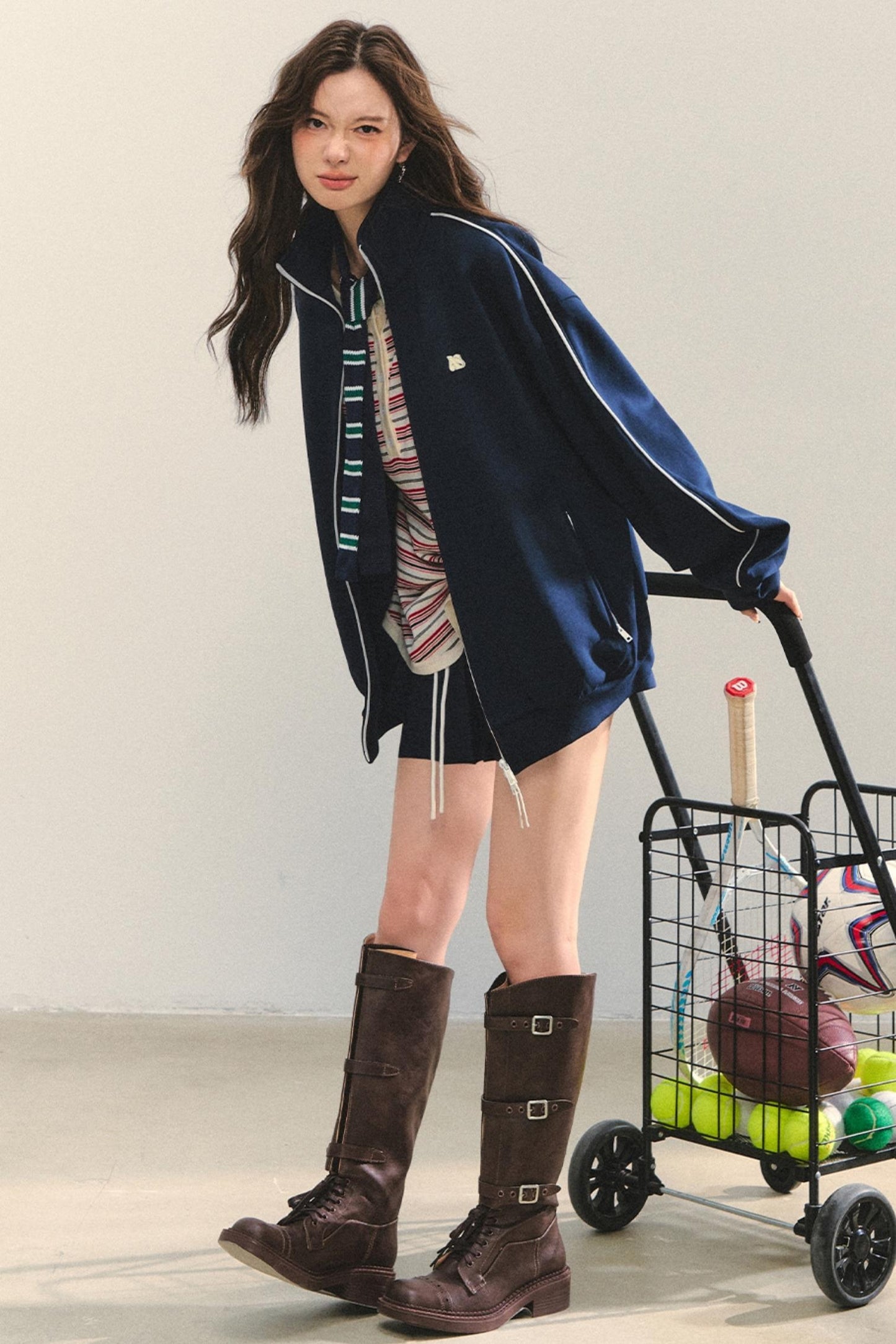 College Style Zipper Two-Piece Set-Up