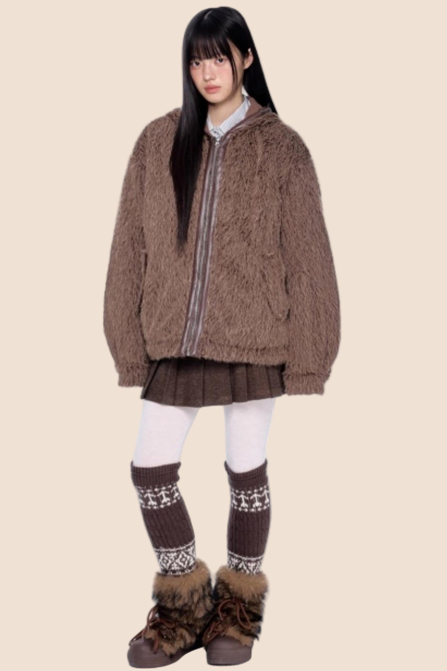 Furry Hooded Cotton Jacket