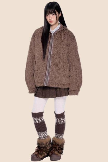 Furry Hooded Cotton Jacket