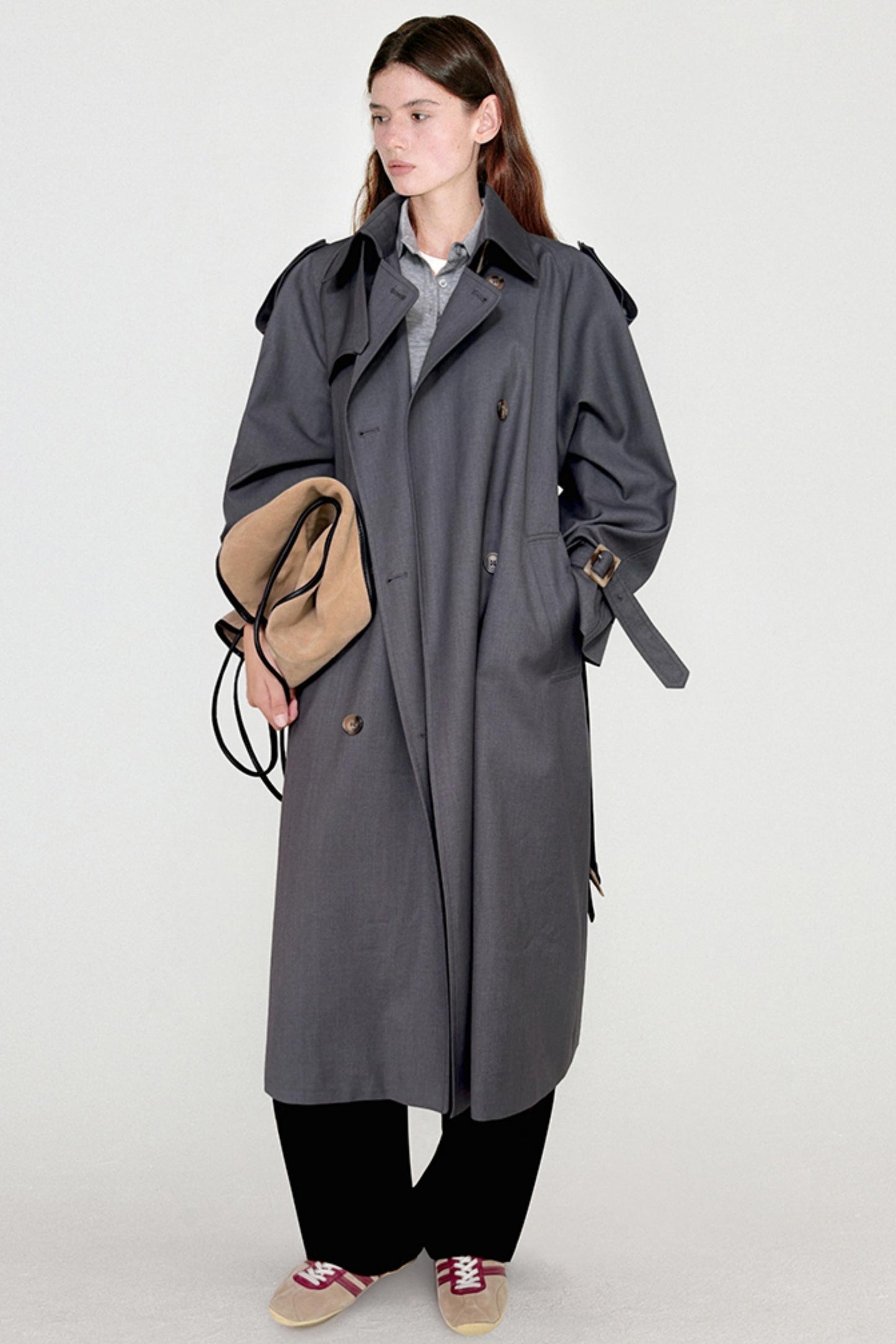 Pleated Silhouette Trench Coat