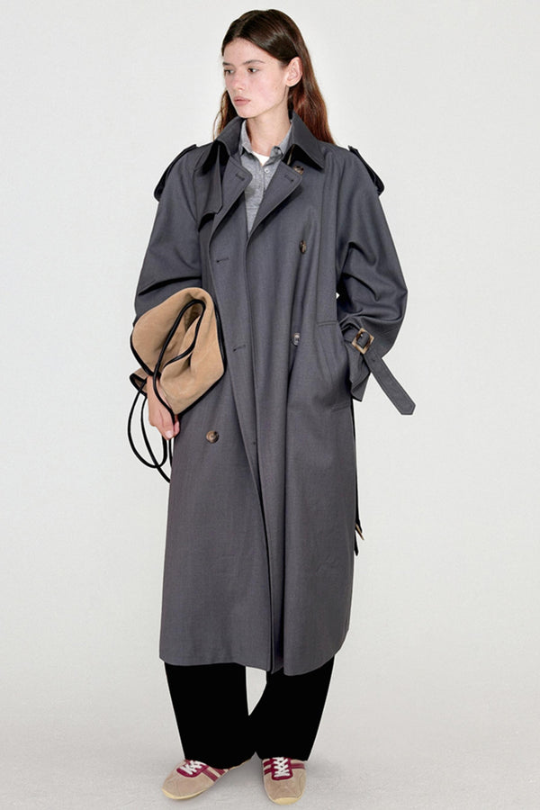 Pleated Silhouette Trench Coat