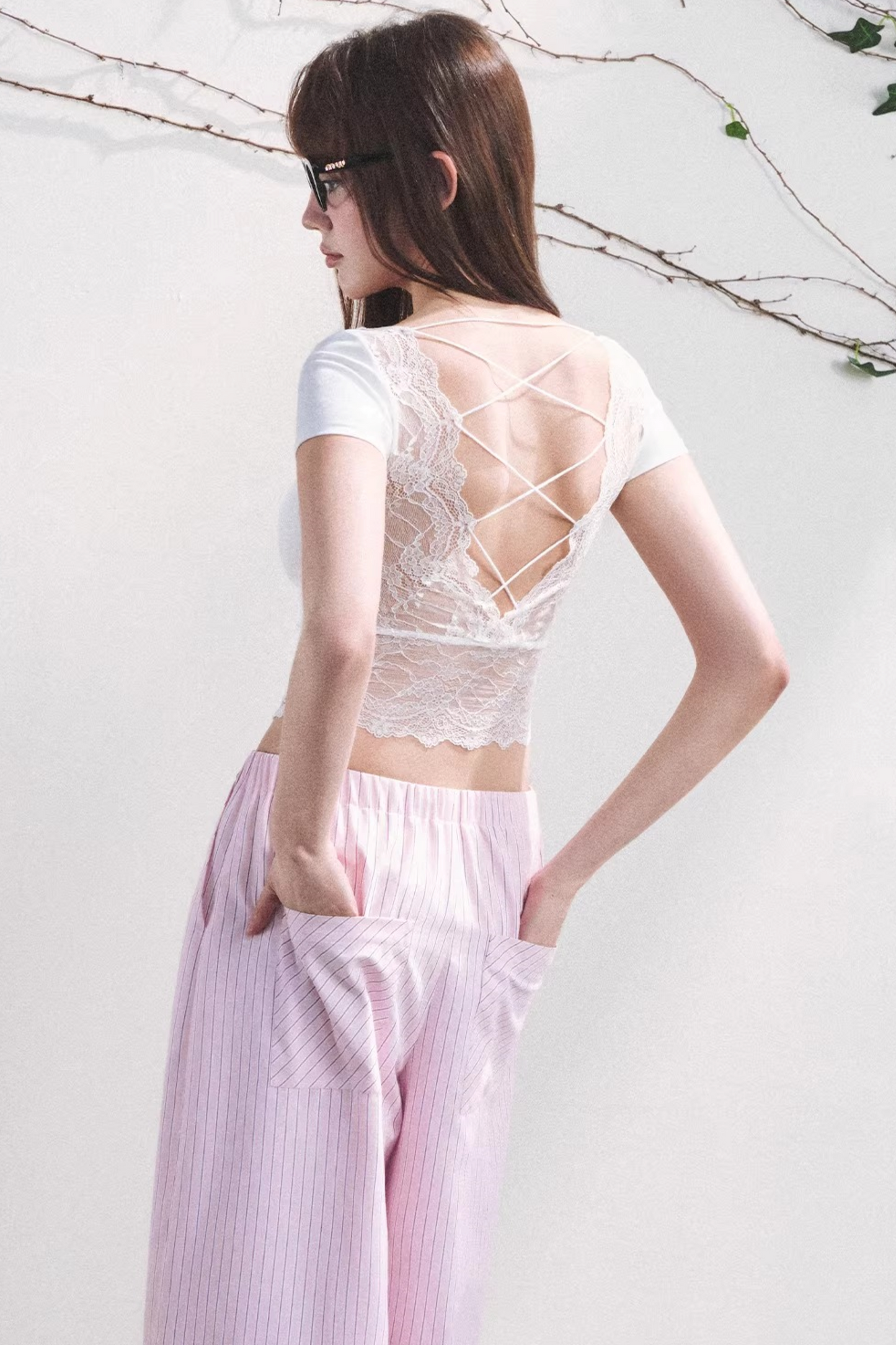 Dewdrop Lace Backless Top