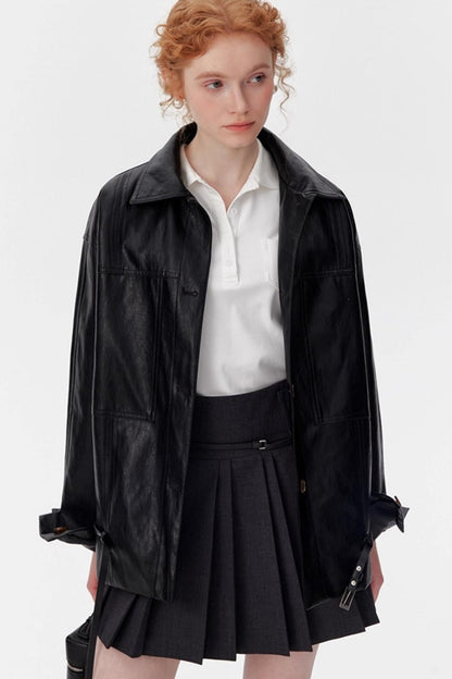 Vintage Black Oil Wax Leather Biker Jacket