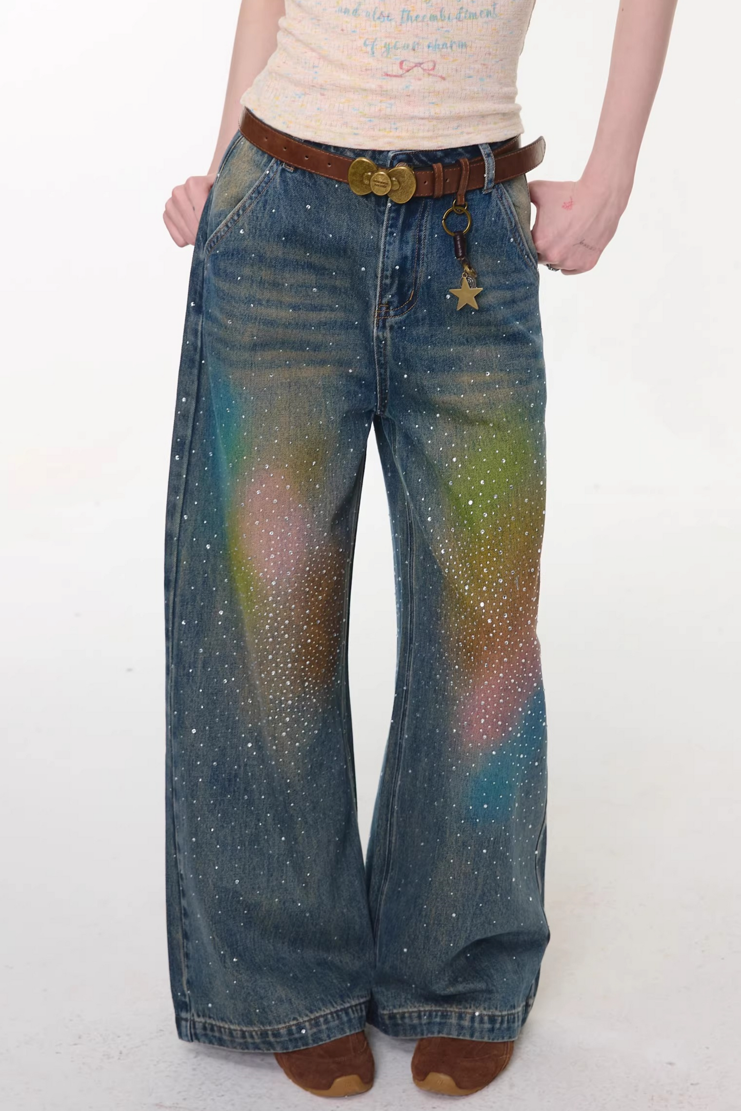 Gradient Rainbow Denim Pants