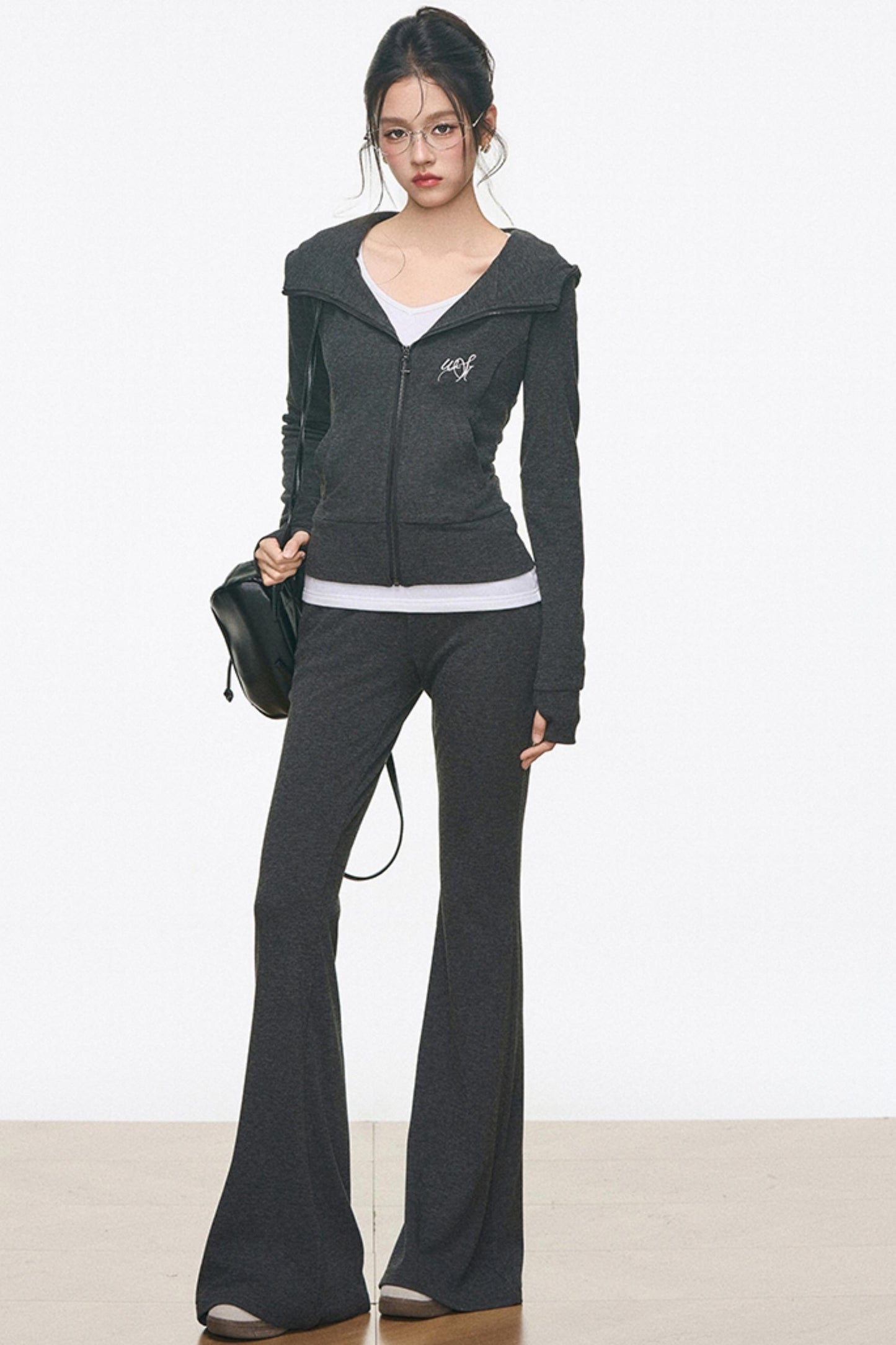 Slimming Knitted Hooded Cardigan Set-Up