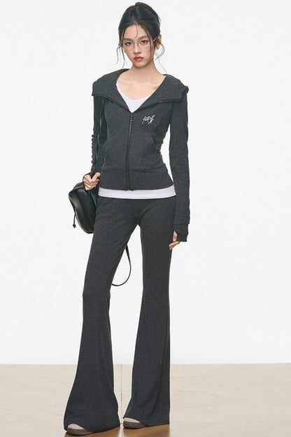 Slimming Knitted Hooded Cardigan Set-Up