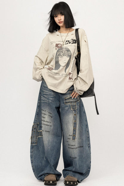 Lazy Retro Long Sleeve Top