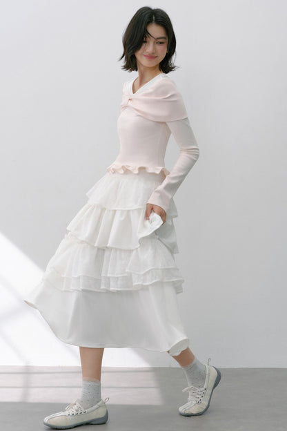 Vintage White Flower Puffy Skirt