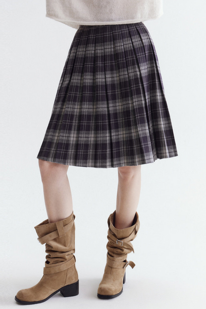 Cotton Plaid A-Line Skirt