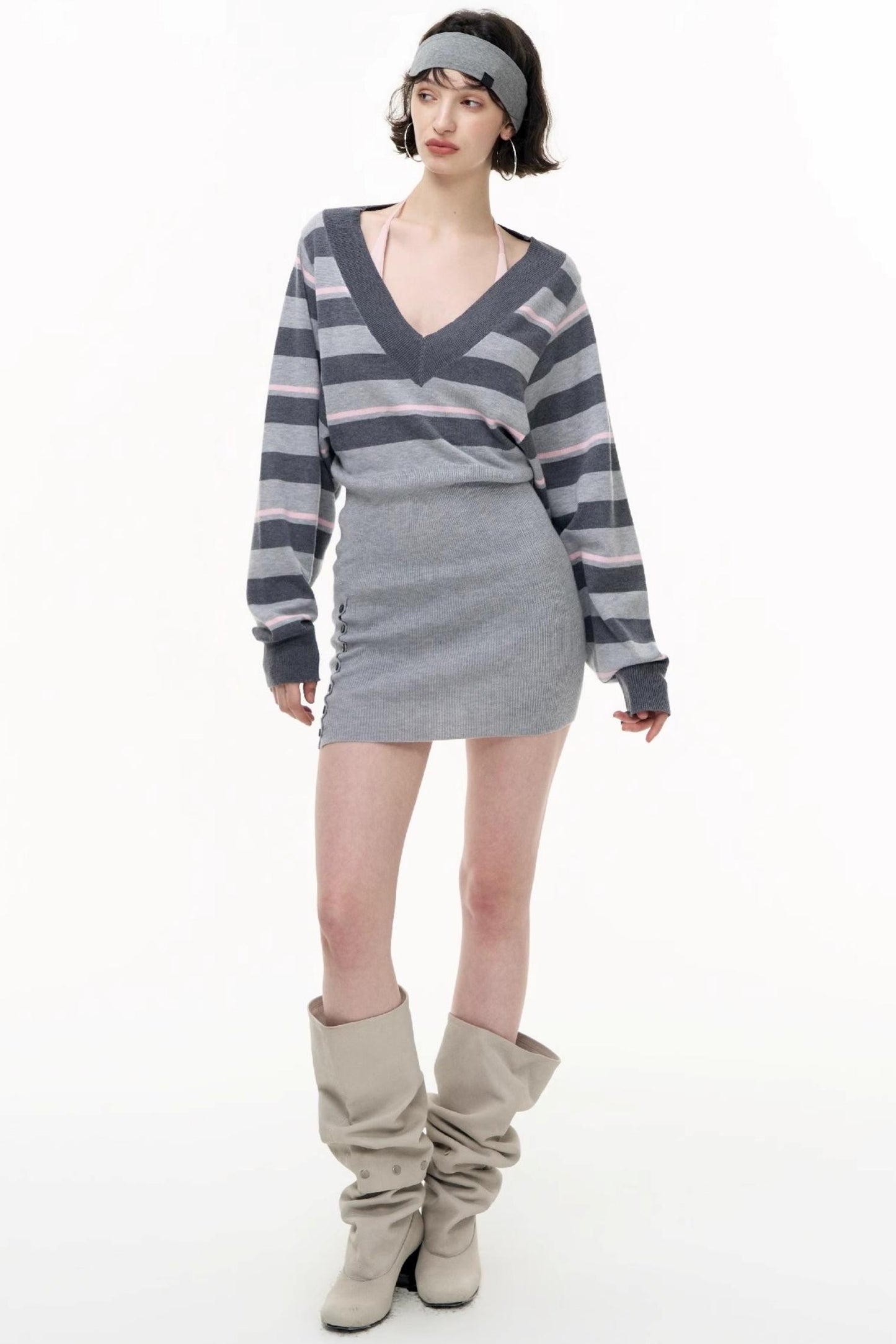 Striped Spliced Autumn Dress