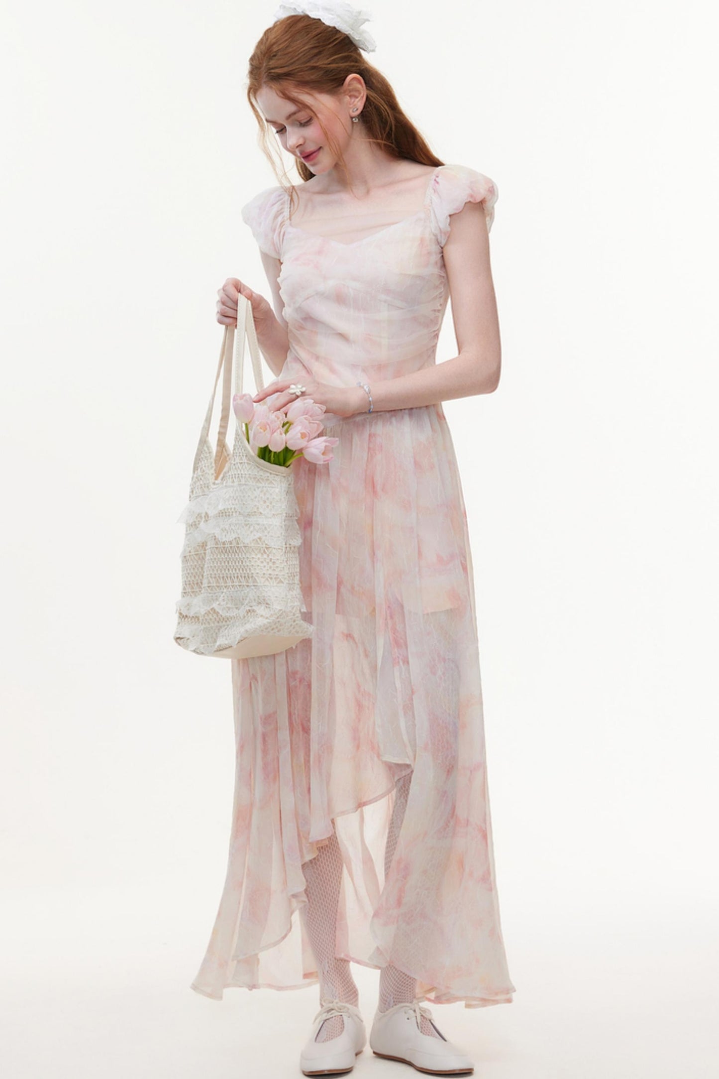 Pink Chiffon A-Line Dress