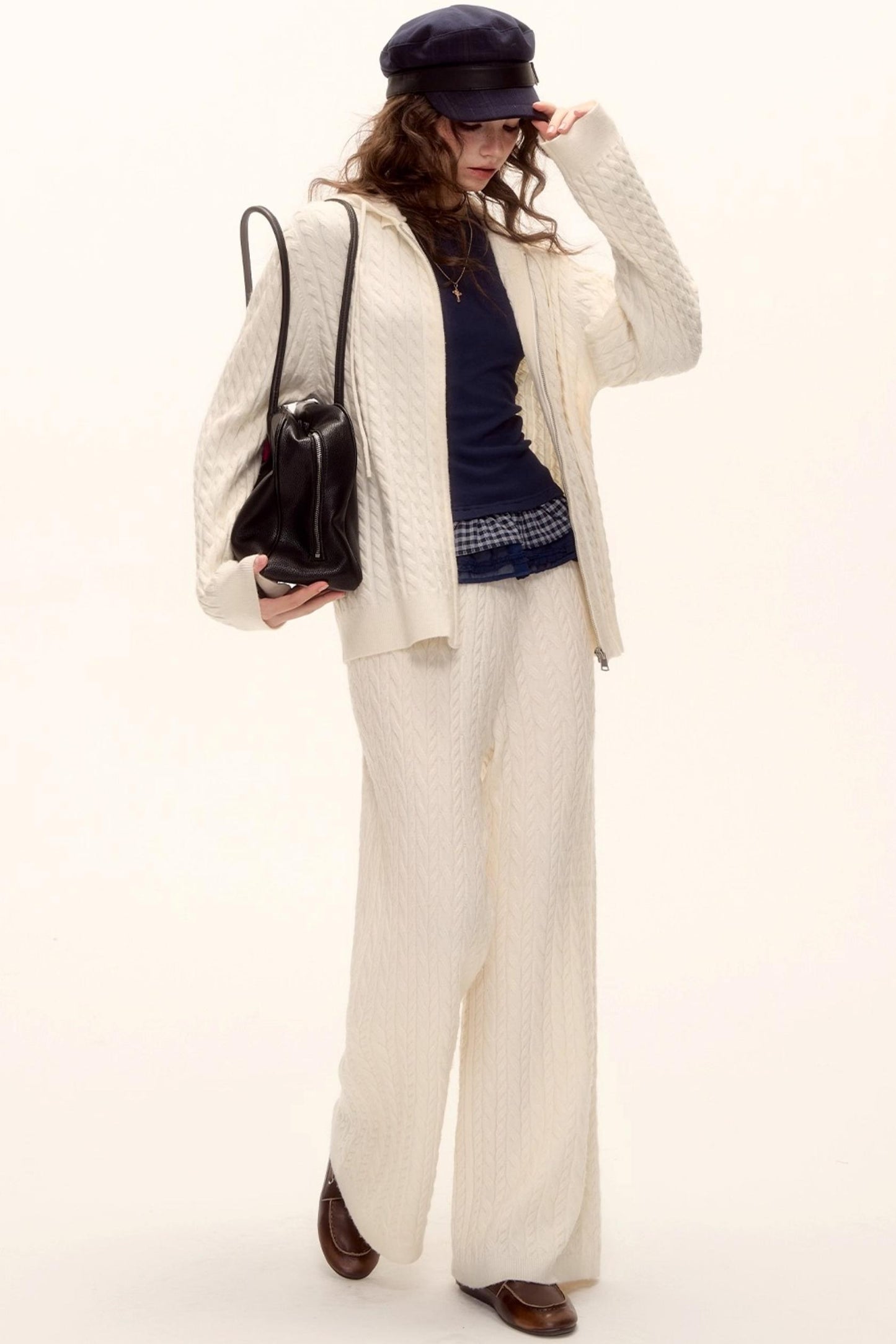 Wool Twist Hooded Knit Set-Up