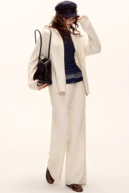 Wool Twist Hooded Knit Set-Up