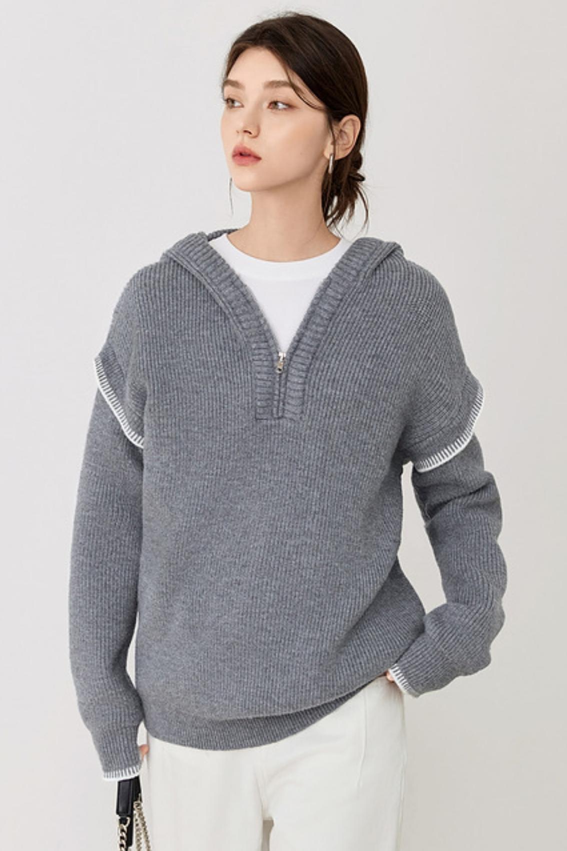 Loose Hooded Knitted Cardigan