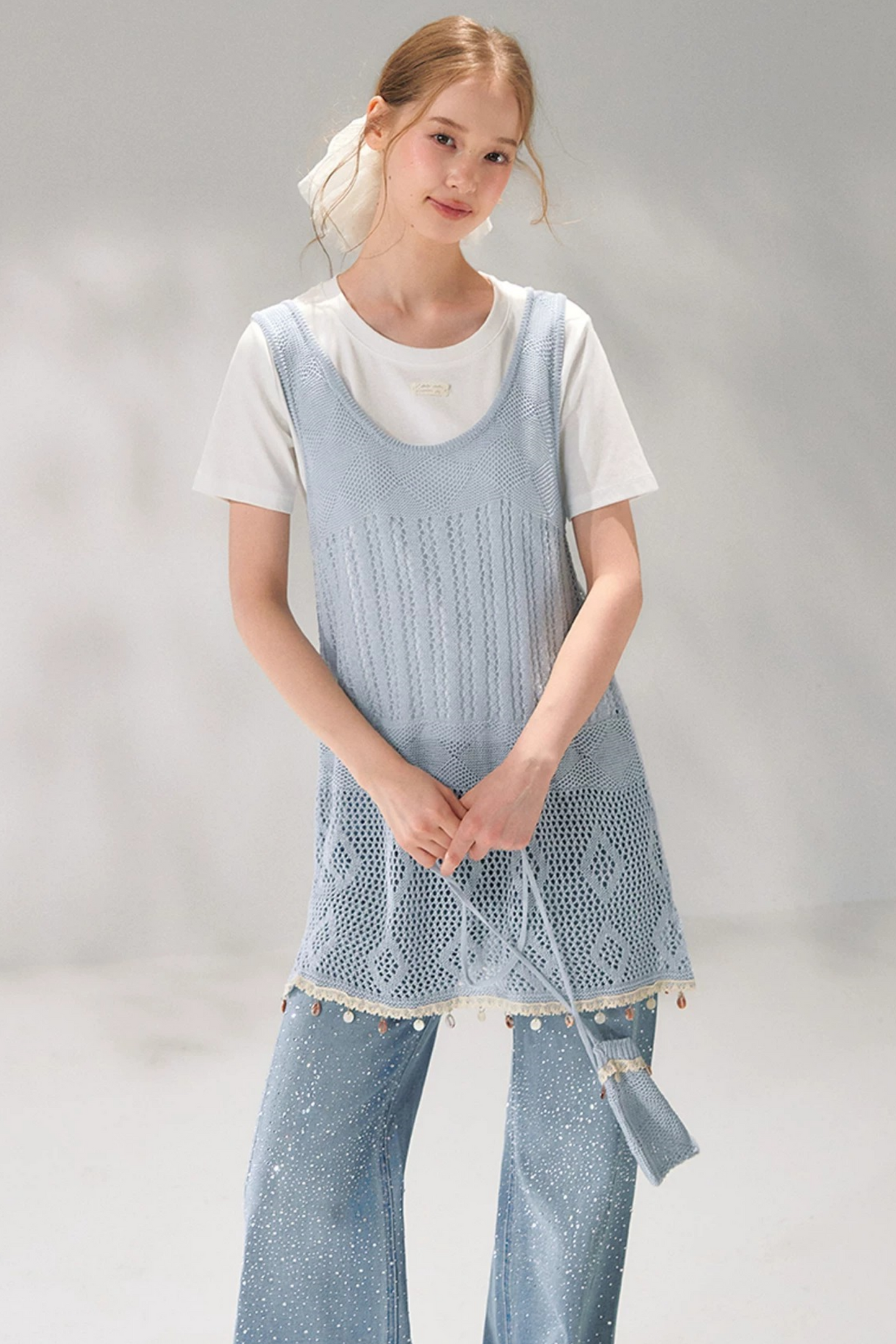 Shell Jacquard Knitted Vest Set