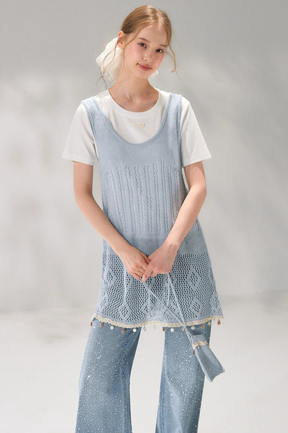 Shell Jacquard Knitted Vest Set