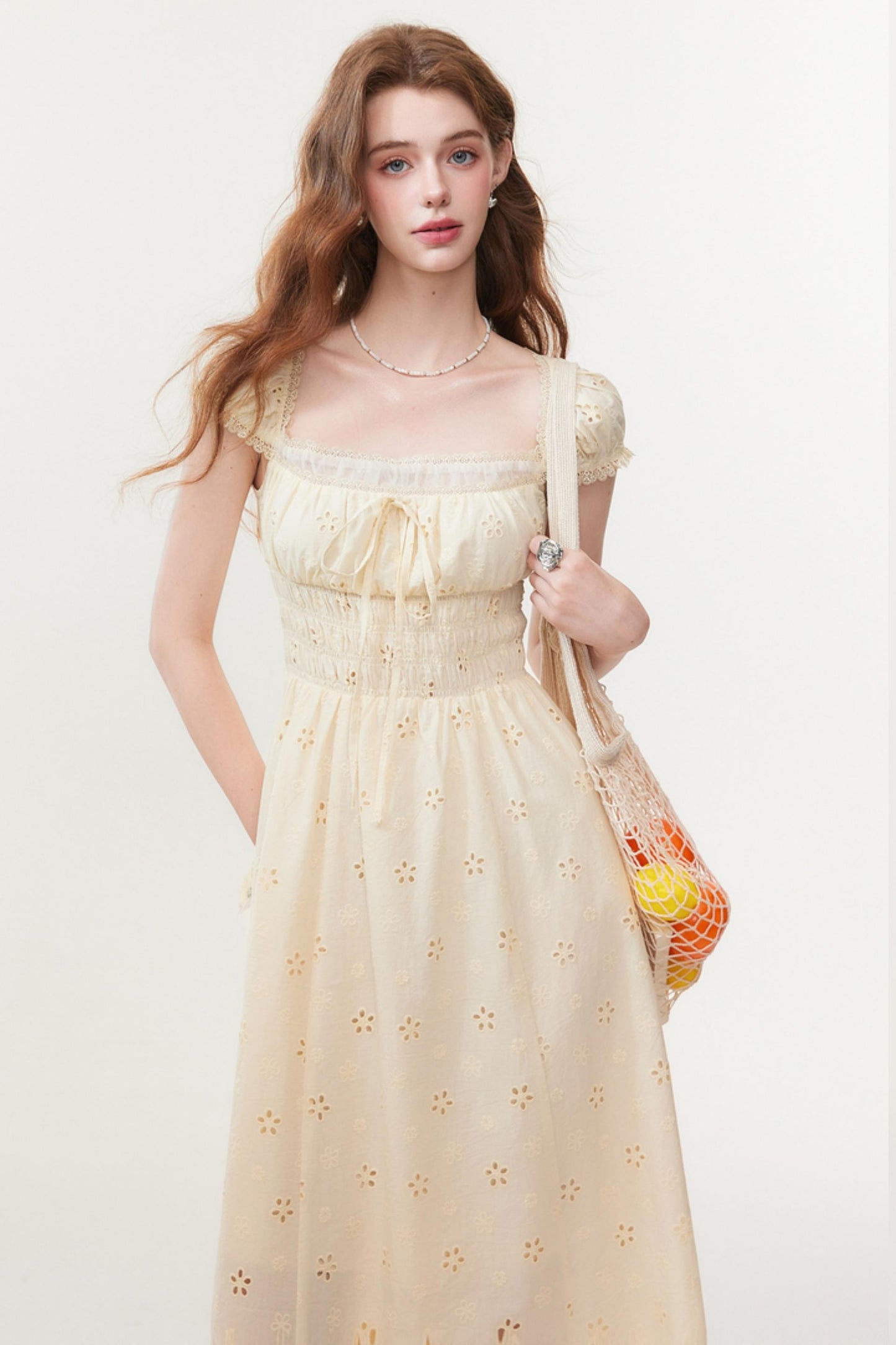 French Square Neck Maxi Dress