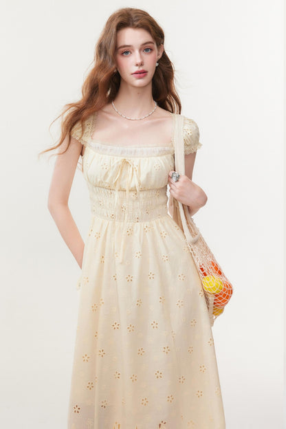 French Square Neck Maxi Dress