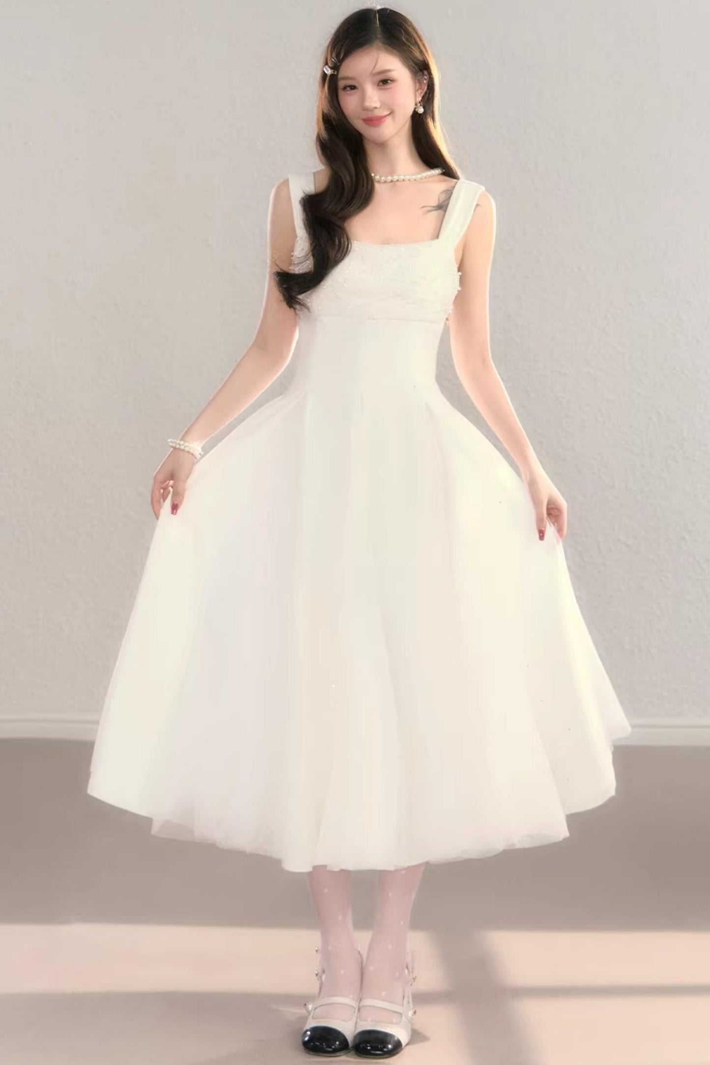 White Moonlight Suspender Dress