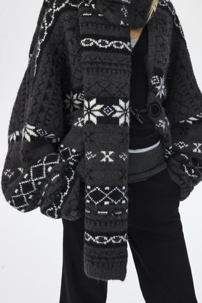 Winter Wool Fair Isle Sweater & Scarf Set-Up