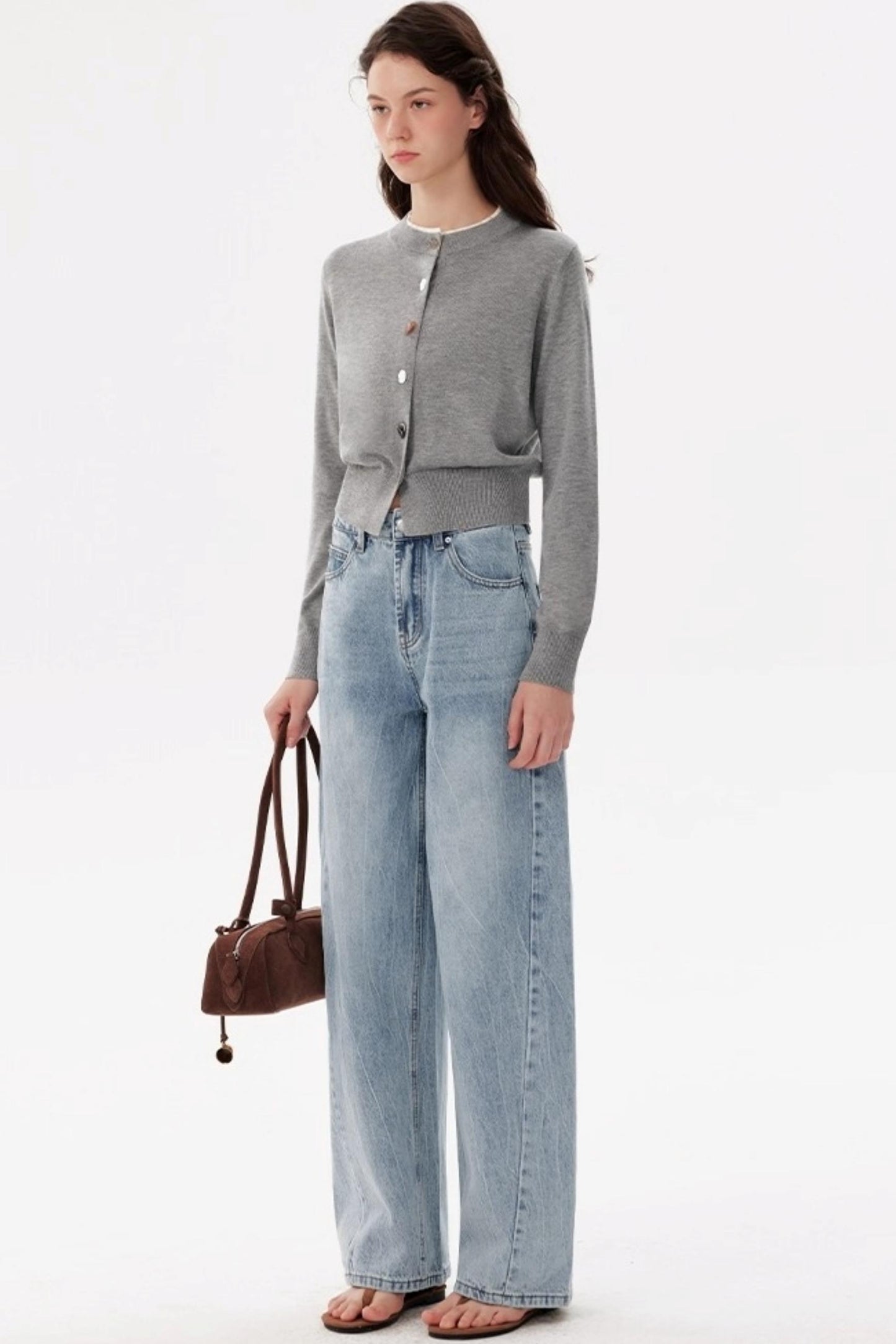 Washed Slimming Straight Leg Jeans