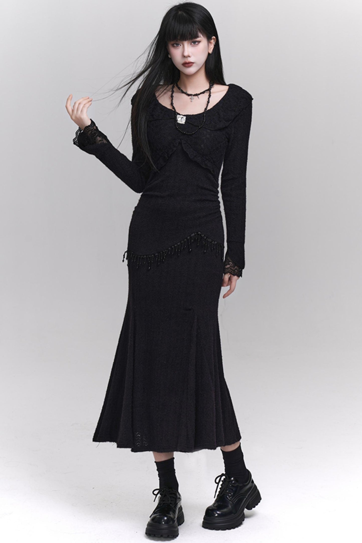 Long Black Knit Dress