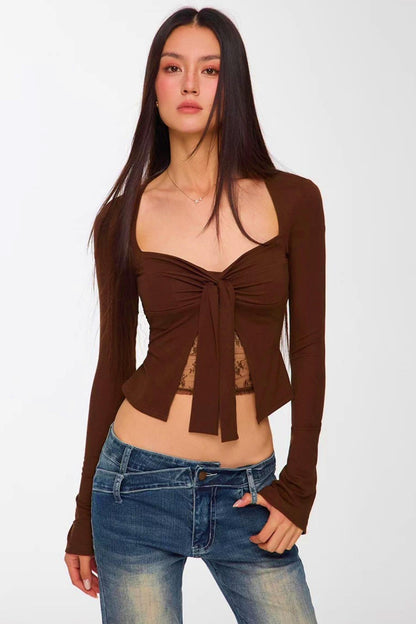 Lace Patchwork Bell Sleeve Top