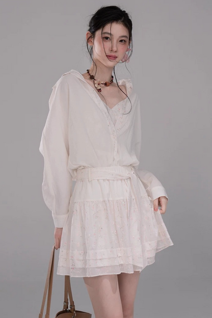 Completo Camicia e Gonna Ricamata in Lyocell