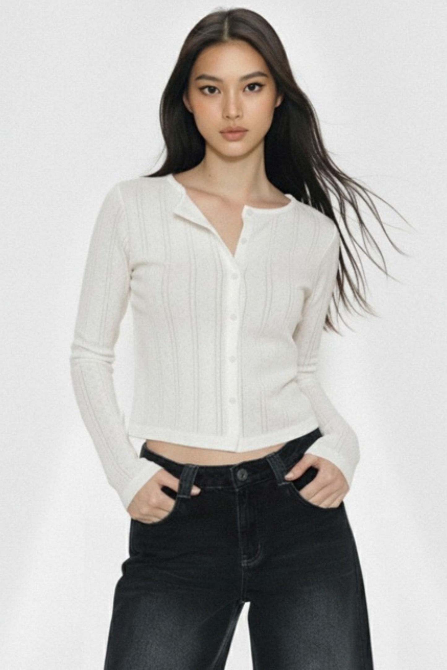 White Stripe Jacquard Top