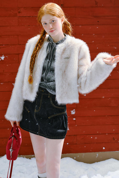 Golden White Fur Coat