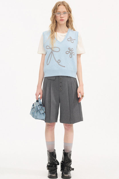 Dot Embroidery Knitted Vest