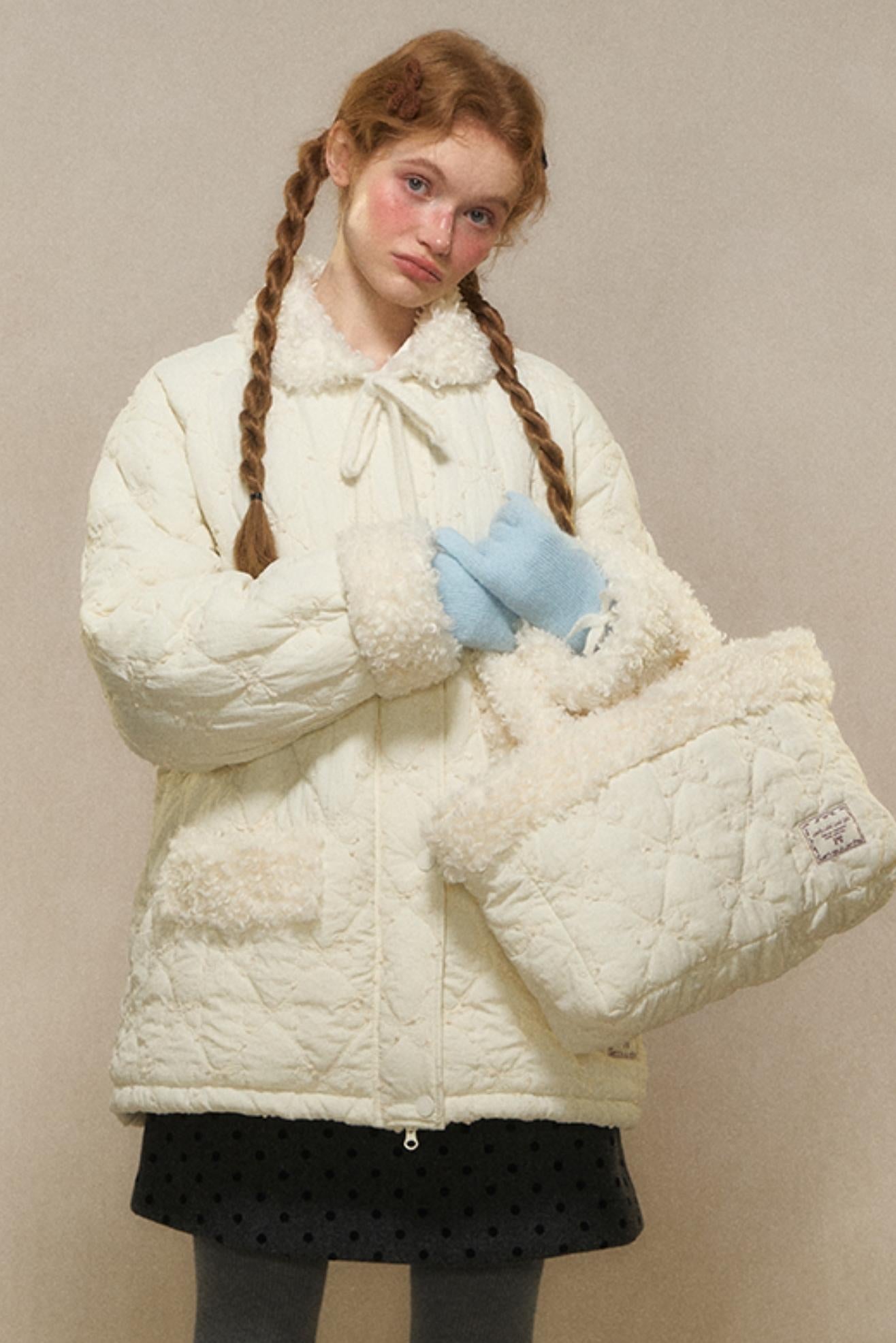 Vintage Lambswool Lapel Long-sleeve Jacket For Women