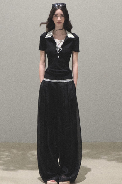 Iridescent Wide-Leg Trousers