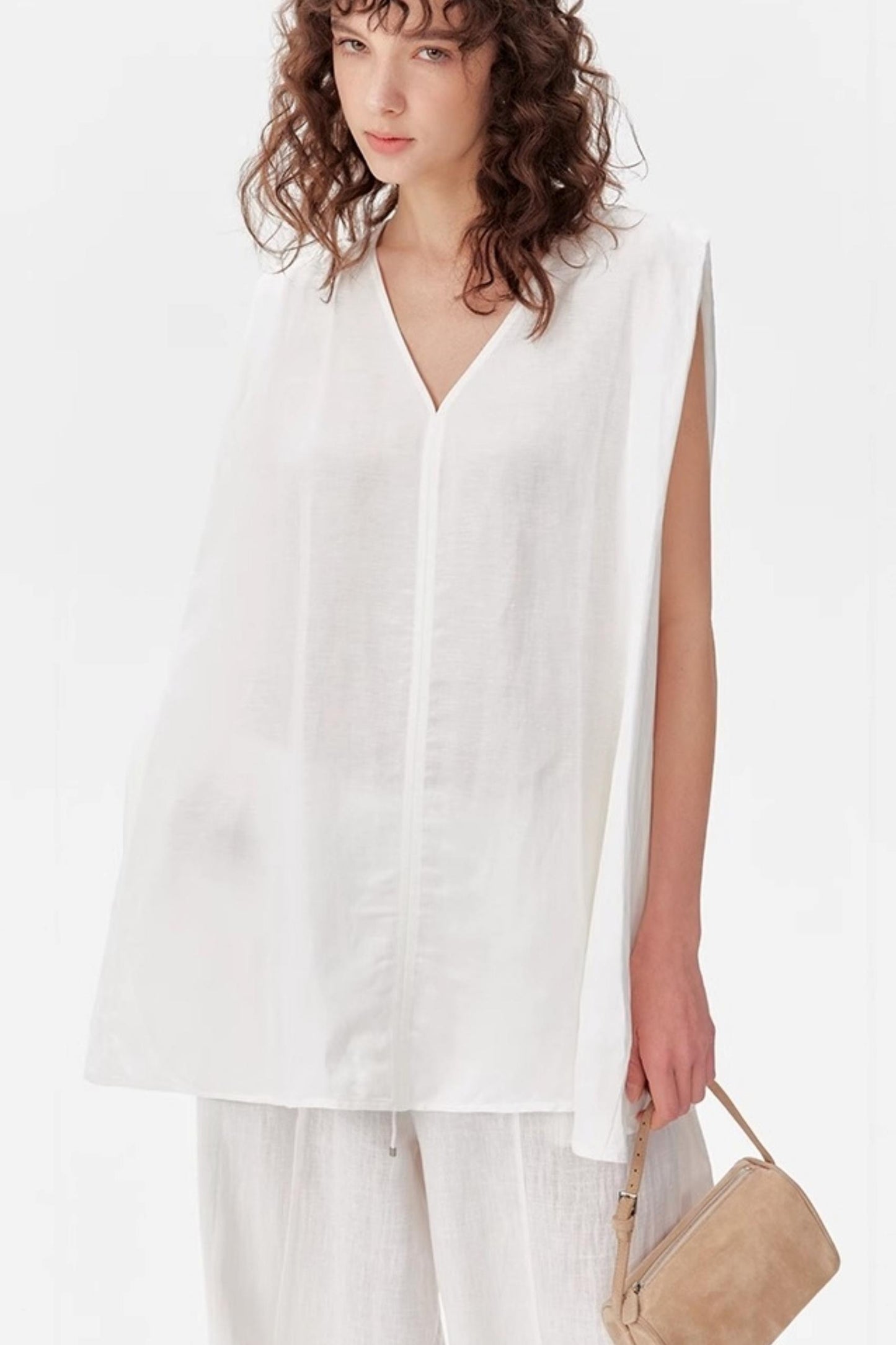 Summer V-Neck Linen Vest Set-Up