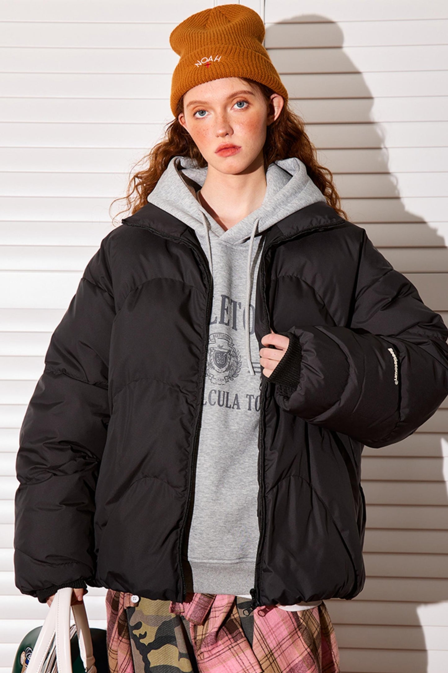 Cuff Print Loose Down Jacket