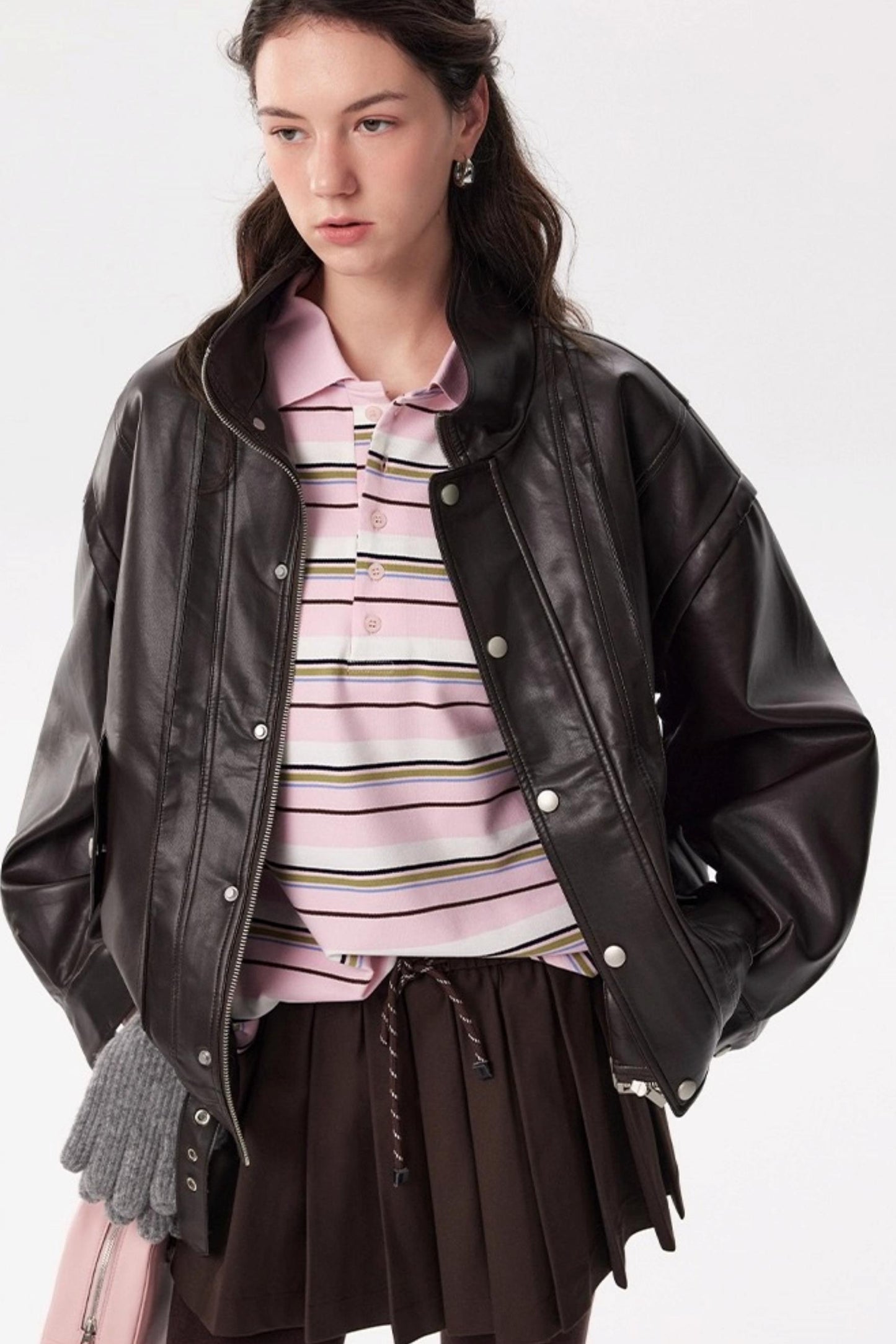 Autumn Chocolate Retro Leather Motorcycle Jacket