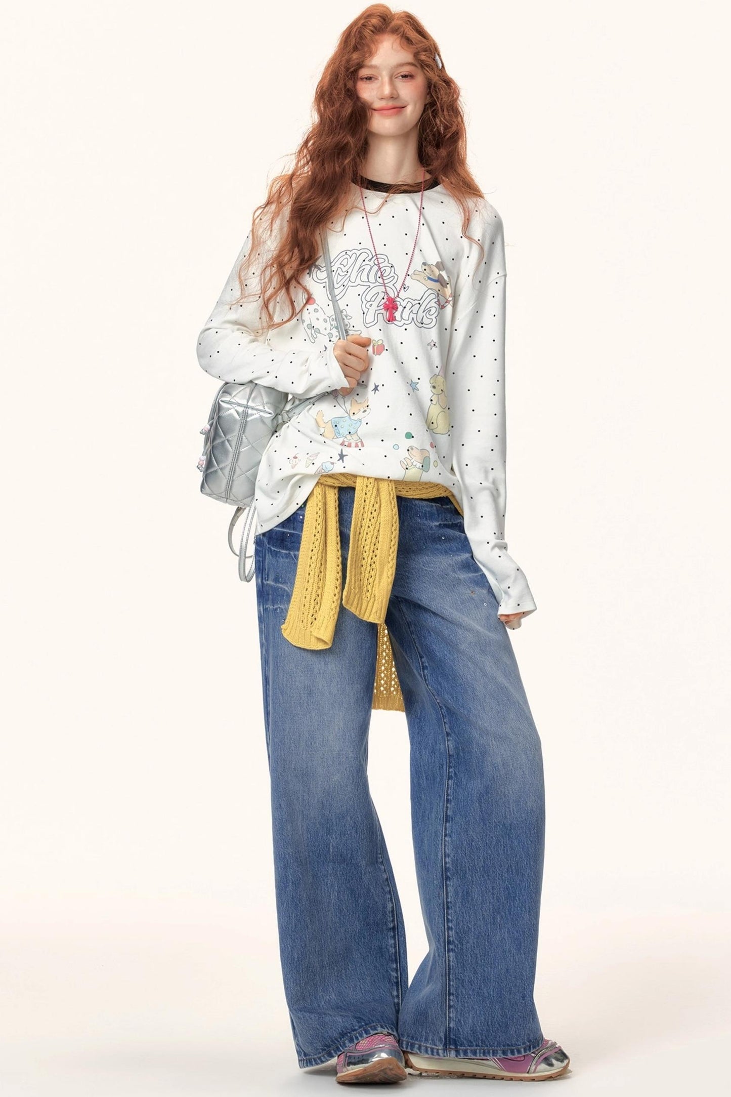 Japanese Polka Dot Long-Sleeve Top