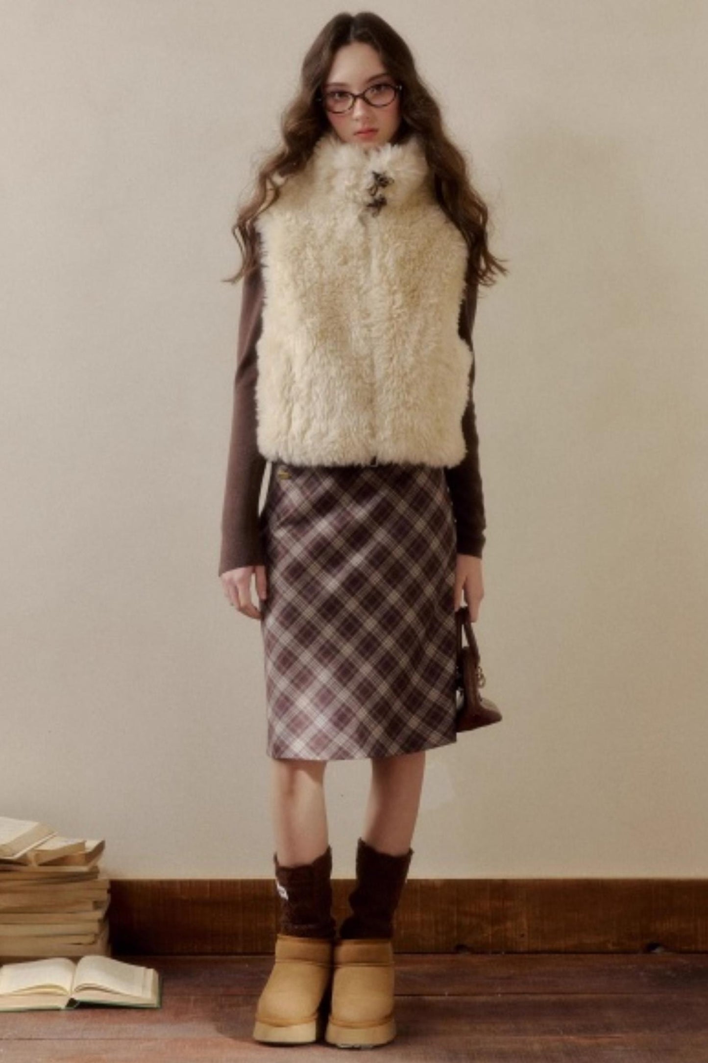 Vintage Plaid Midi Skirt