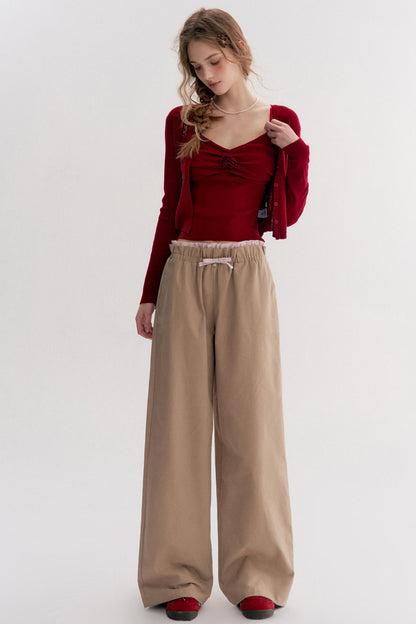 Autumn Contrast Wide-leg Slacks