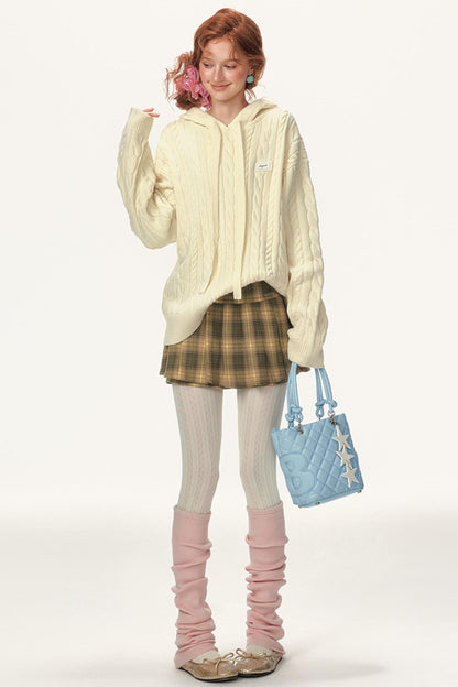 Lazy Cable Hooded Top