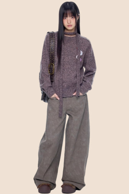 Retro Scimitar Wide-Leg Pants