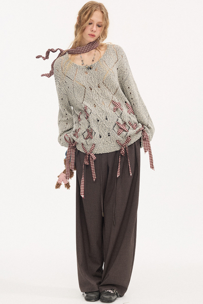 Strappy Quilted Hollow Sweater