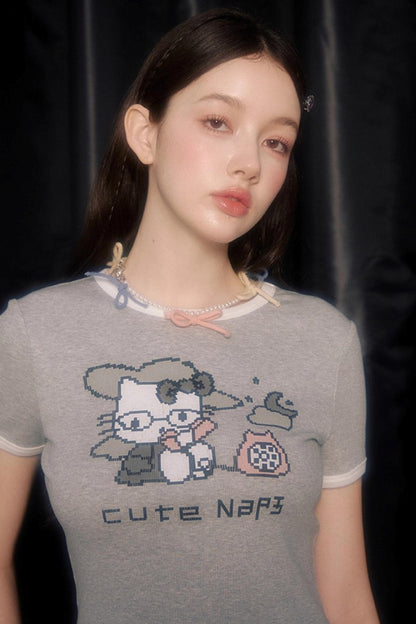 Original Cartoon Print Crop Top